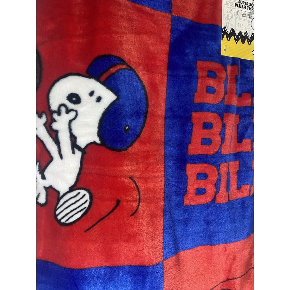 Peanuts NFL Buffalo Bills Snoopy Super Soft Plush Throw Blanket 60x70 Fast Ship - Picture 5 of 6
